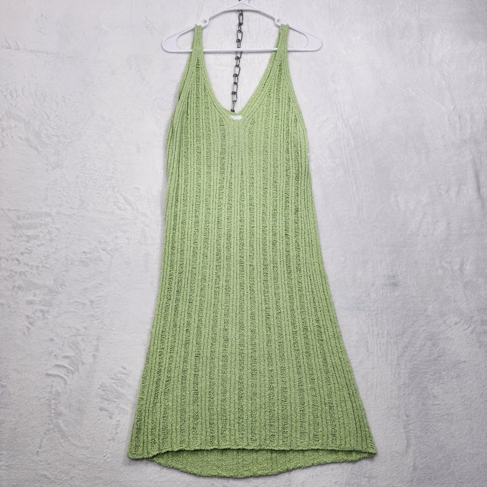 NEW Wild Fable Dress Womens 2XL Green Open Knit V-Neck Strappy Midi Casual Beach